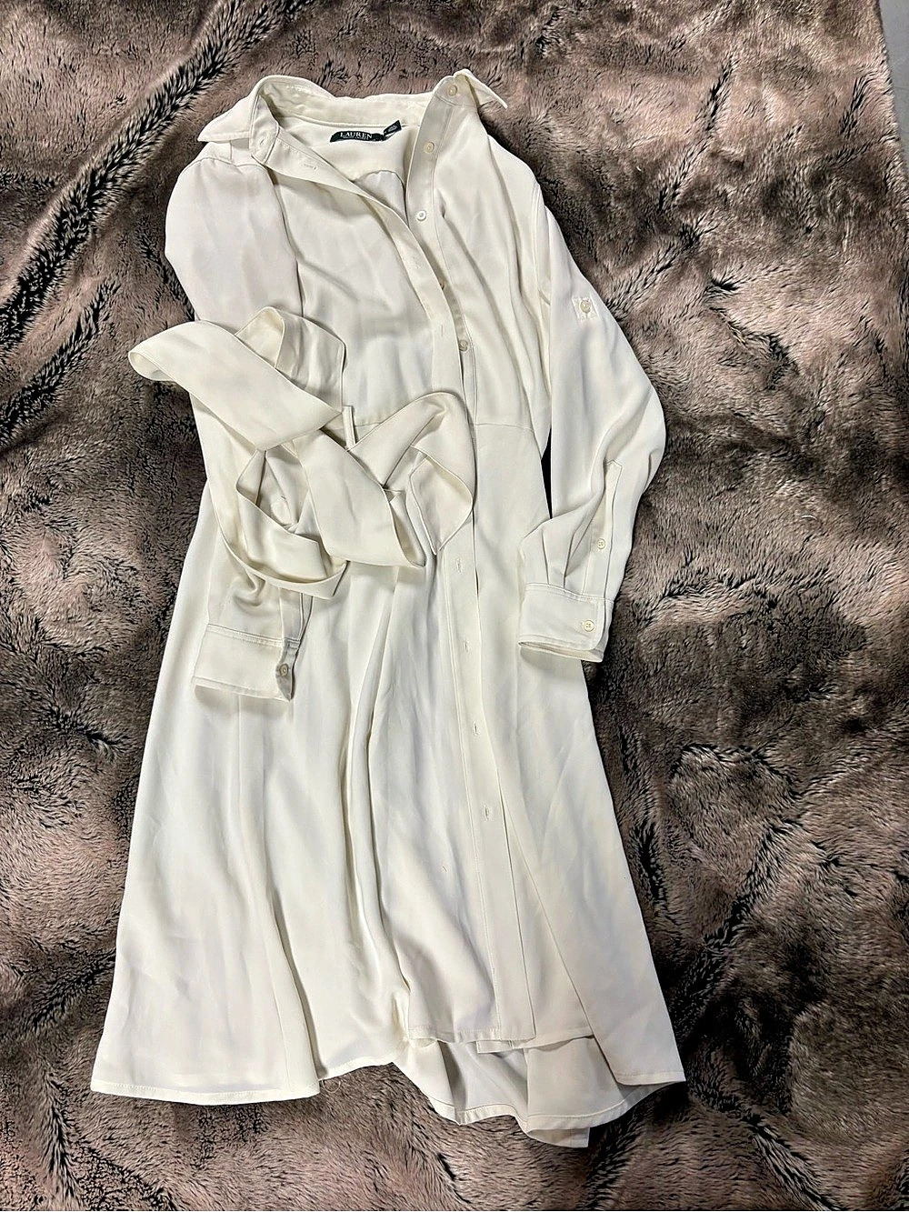 Lauren Ralph Lauren White Midi Shirt Dress Size 4 Like New